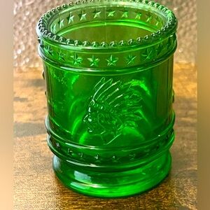 Maude St Clair 1776 1976  Bicentennial Toothpick Holder - Green Glass